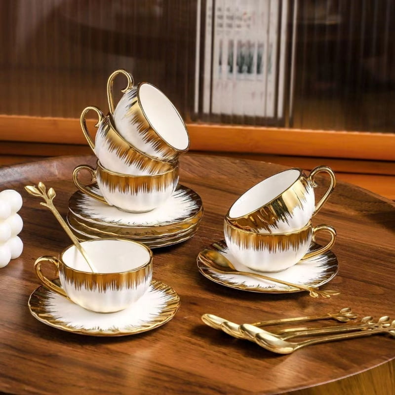 Totoro Hero 3-piece set Espresso Cups and Saucers Ceramic Cups with SaucersPorcelain Coffee Cup and Saucer Set with Gold Trim 2.5 Oz Demitas