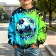 thumbnail image 2 of RUTAYY Boys Crewneck Sweatshirt Ball Sport Splash Graphic Long Sleeve Daily Casual Outing Warm Pullover, Green, 2 of 4
