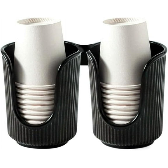 Bathroom Cup Dispenser,Plastic Paper Cup Holder,Disposable Mouthwash Cup Holder,Small Paper Cup Dispenser for Kitchen(Double-Barrel,Black)