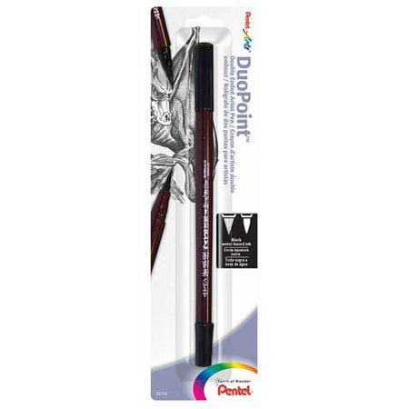 Pentel - DuoPoint Double Ended Artist Pen - Black-Brush & Fine