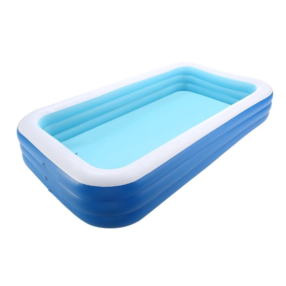 118 x 67 x 20 Inch Large Inflatable Swimming Pool, 3-Layer Rectangular Blow Up Pool for 4-5 People, Family Pool for Kids Adults Indoor Outdoor Summer Water Party, Blue White