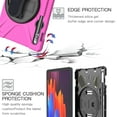 thumbnail image 5 of Dteck Rugged Case For Samsung Galaxy Tab S7 Plus 12.4-inch SM-T970 T975 T976, Heavy Duty Three Layer Rugged Hybrid Shockproof Case with 360 Rotating Stand / Hand Strap, Rose, 5 of 7