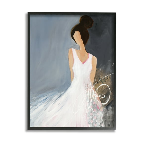 Stupell Industries Abstract Female Figure Organic White Dress Fashion,24 x 30,Designed by Ruth Fromstein