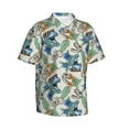 thumbnail image 5 of Wukai Dinosaurs And Leaves Men's Hawaiian Shirt Short Sleeve Casual Button Down Summer Beach Aloha Shirt Tropical Print Holiday Party, 5 of 8