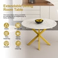 thumbnail image 4 of PAPROOS Extendable Dining Table for 4-6, 60'' Expandable Round Dining Room Table with Metal Legs, Faux Marble Kitchen Table for Small Places, Breakfast Nook, White+Yellow(only table), 4 of 9