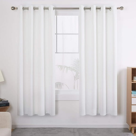 Deconovo White Room Darkening Curtains Set of 2, 63 inches Long - Grommet Thermal Insulated Curtains (52x63 inch, Pure White, 2 Panels)
