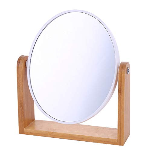 8-Inch Mirrors Tabletop Vanity Makeup Mirror with 3X Magnification Double Sided 360 Degree Swivel Magnifying Mirror, Bathroom Bedroom Dressing Mirror (Oval Bamboo, White)