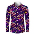 thumbnail image 3 of Fgvctg Mardi Gras Shirts for Men Carnival Party Long Sleeve V Neck Button Down Shirts Soft Mask Print Collared Blouses Oversized Business Casual Tops Yellow L, 3 of 5