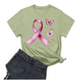 thumbnail image 3 of Nfurl Plus Size Women Breast Cancer Awareness T Shirts Inspirational Pink Ribbon Graphic Tees Casual Short Sleeve Crewneck Tshirt Green S, 3 of 4