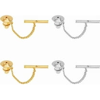 4Pcs 2 Colors Tie Tack for Men Necktie Pin with Chai Brass Tie Pin with Chain Golden Flower Tie Tack Clutch for Wedding Birthday Anniversary Business Accessory Party Mixed Color