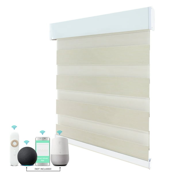 Mingchen Smart Motorized Zebra Roller Blinds with Remote, Alexa
