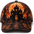thumbnail image 4 of Halloween Baseball Cap Hkoxplj Vintage Retro Pumpkin Print Adjustable Breathable Hat Fall Holiday Costume for Party Trick or Treat Camping Photo Shoot Daily Wear Unisex Structured Hat Cap, 4 of 4