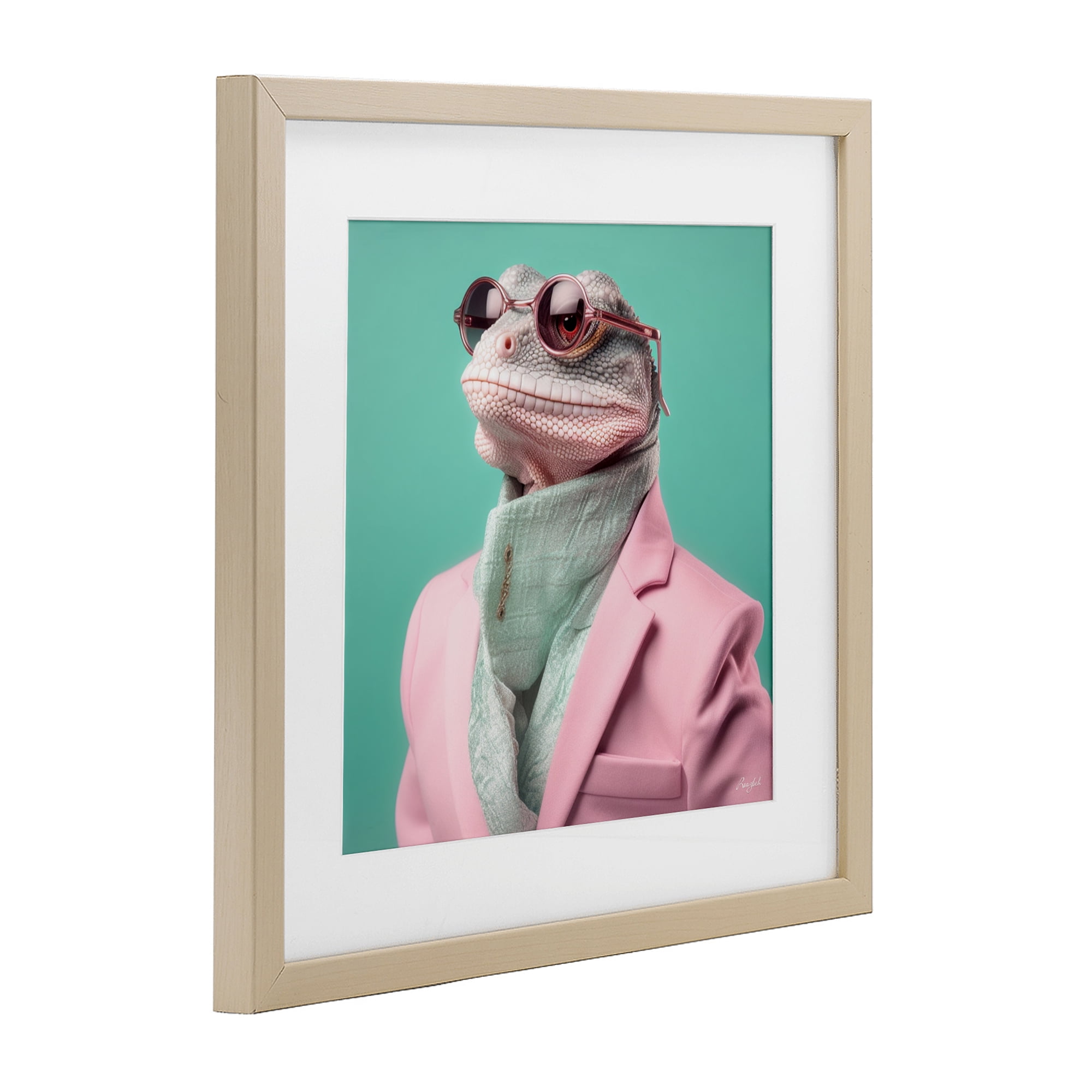 Stupell Industries Hipster Iguana Portrait Birch Framed Print Under Glass, design by Roozbeh