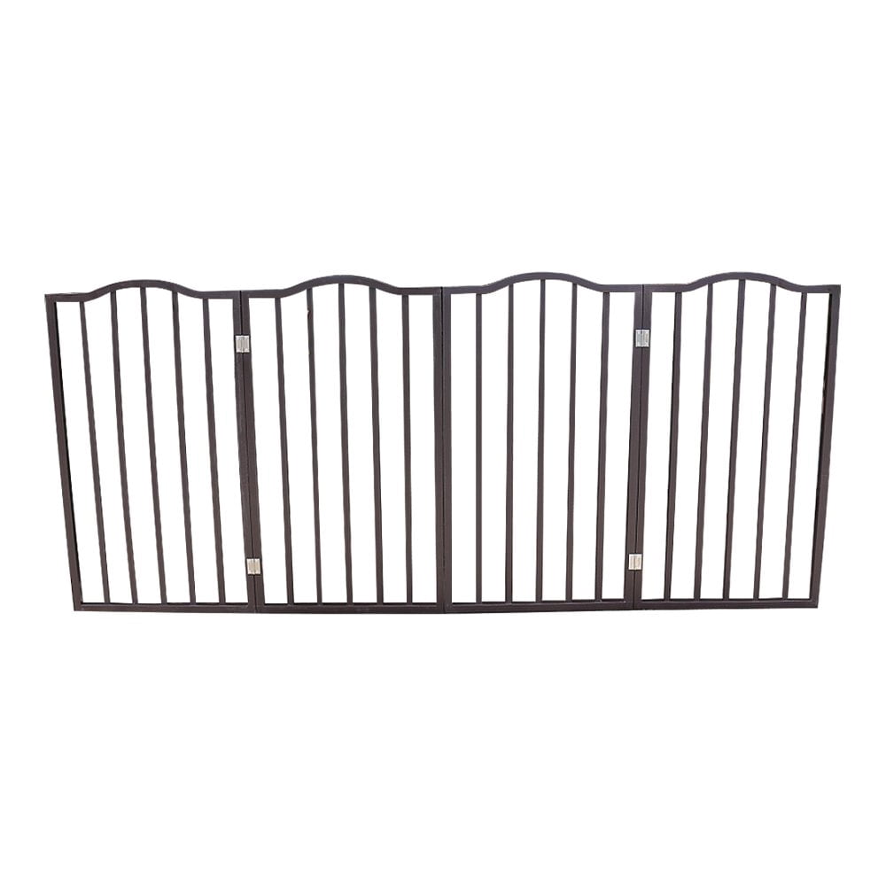 Hassch Dog Gate Foldable Dog Fence Freestanding 4 Panel Pet Gates Freestanding Folding Dog Gates House Pet Gate for Dogs Gate for Indoors,Extra Wide Dog Gate 32in Height Brown