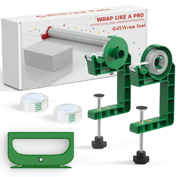 Herramienta de Envoltura para Regalos de Mesa con Dispensador y Cortador de Cinta Adhesiva - Paquete de 2