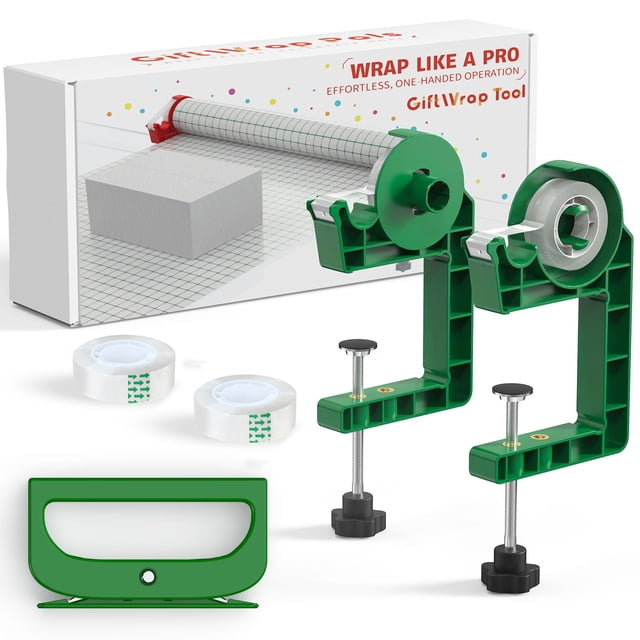Herramienta de Envoltura para Regalos de Mesa con Dispensador y Cortador de Cinta Adhesiva - Paquete de 2