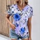 thumbnail image 1 of Fiudx Ofertas Del Día Top Informal de Primavera y Verano de Manga Corta con Cuello En V para Mujer, 1 of 4