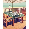 thumbnail image 2 of nqOlkjepod Green Leaves Birds Outdoor Tablecloth with Umbrella Hole & Zipper, Summer Botanical Watercolor Rectangle Table Cover 52x70 Inch, Dining Waterproof Table Cloth Protector for Patio/Party, 2 of 7