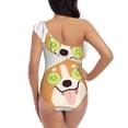 thumbnail image 5 of Sikiie Corgi With Towel Ans Slice Cucumber Print Women One Piece Swimsuits Tummy Control One Shoulder Bathing Suits Ruffle Swimwear, From S to XXL-Medium, 5 of 6