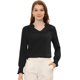 thumbnail image 1 of INSPIRE CHIC Blusa elegante de manga larga con cuello en V y volantes para mujer Negro L, 1 of 5