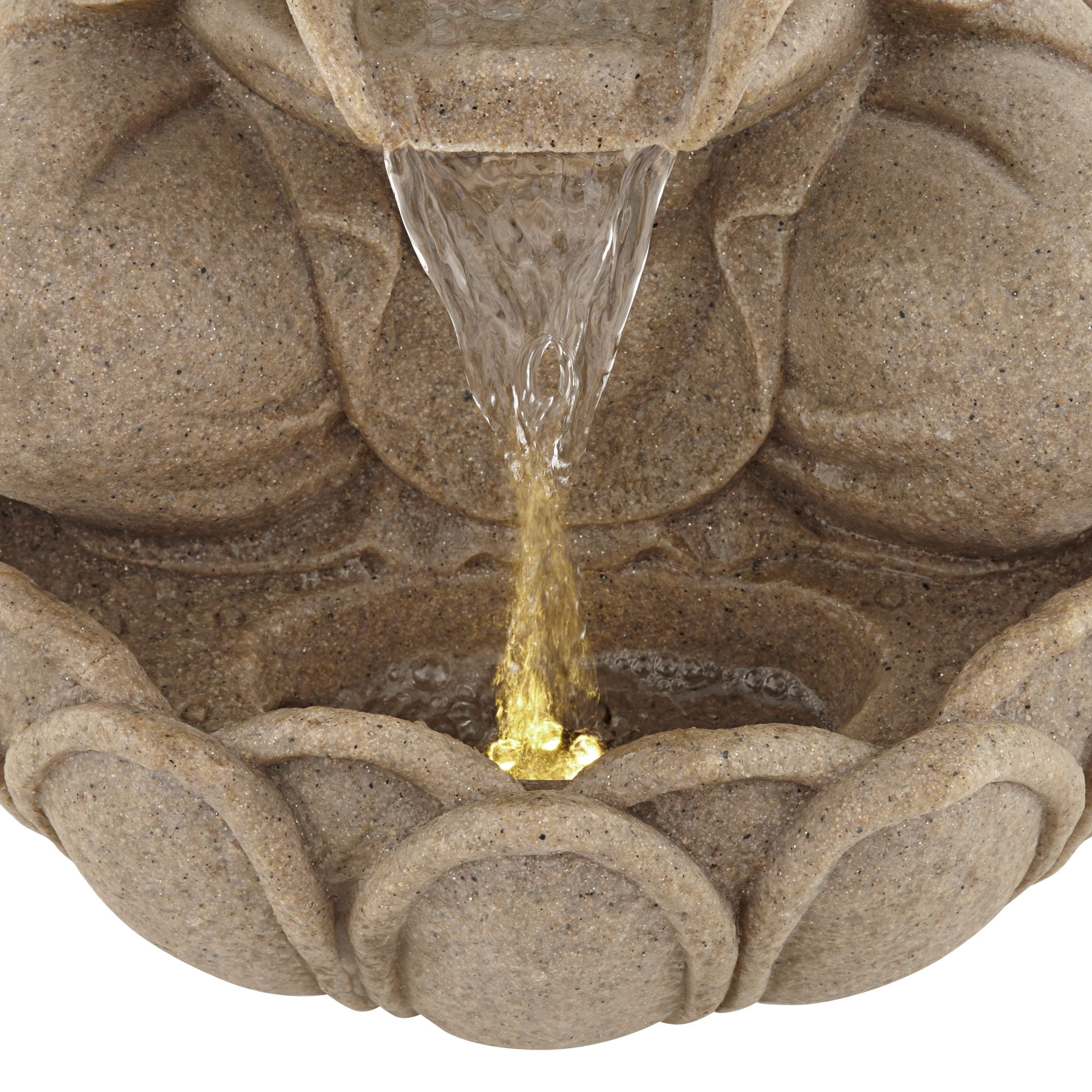 Calm Buddha 22" High Large Zen Asian Indoor Outdoor Decor Sand Stone Floor Fountain with Light LED Outside