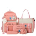 thumbnail image 1 of Juego De Mochila Kawaii De 5 Uds, Mochila Escolar De Estilo Preppy Con Bolso De Mano, Bandolera, Estuche Para Lápices Y Monedero Con Cordón, 1 of 4