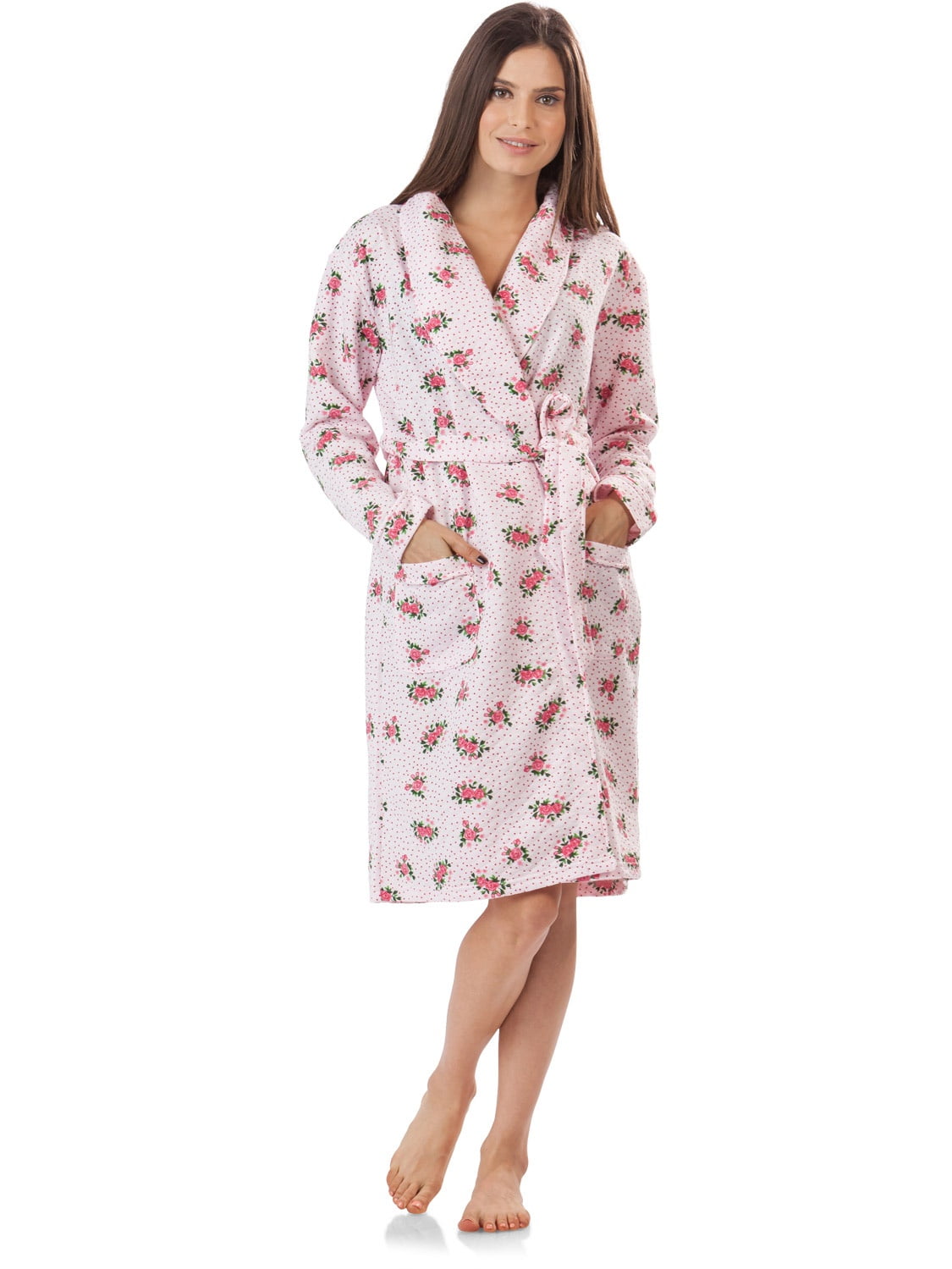 Casual Nights Women's Floral Print Quilted Bathrobe