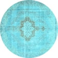 thumbnail image 1 of Ahgly Company Indoor Round Medallion Light Blue Traditional Area Rugs, 6' Round, 1 of 4