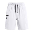 thumbnail image 2 of Men's Quick Dry 9 Inch Workout Shorts, Elastic Waist Drawstring Gym Shorts with Zipper Cargo Pocket, Lightweight Breathable Athletic Shorts for Running & Training White, 2 of 7