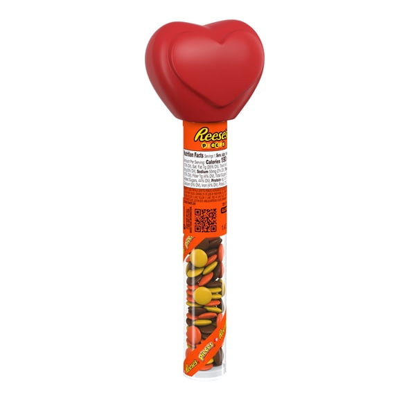 REESE'S PIECES in a Crunchy Shell, Valentine's Candy Plastic Cane, 1.4 oz 1 pACK