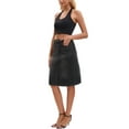 thumbnail image 2 of INSPIRE CHIC Women's Jean Skirt High Waist Back Slit Stretch Below Knee Length Denim Skirts M Black, 2 of 6