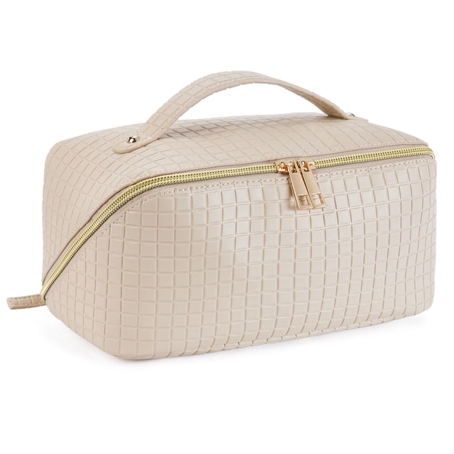 Bolsa de maquillaje Telena de gran capacidad de viaje de piel sintética para mujer