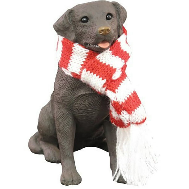Sandicast Chocolate Labrador Retriever with Scarf Christmas Ornament