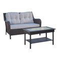 Aurelia Outdoor Wicker Loveseat and Coffee Table Set with Cushions