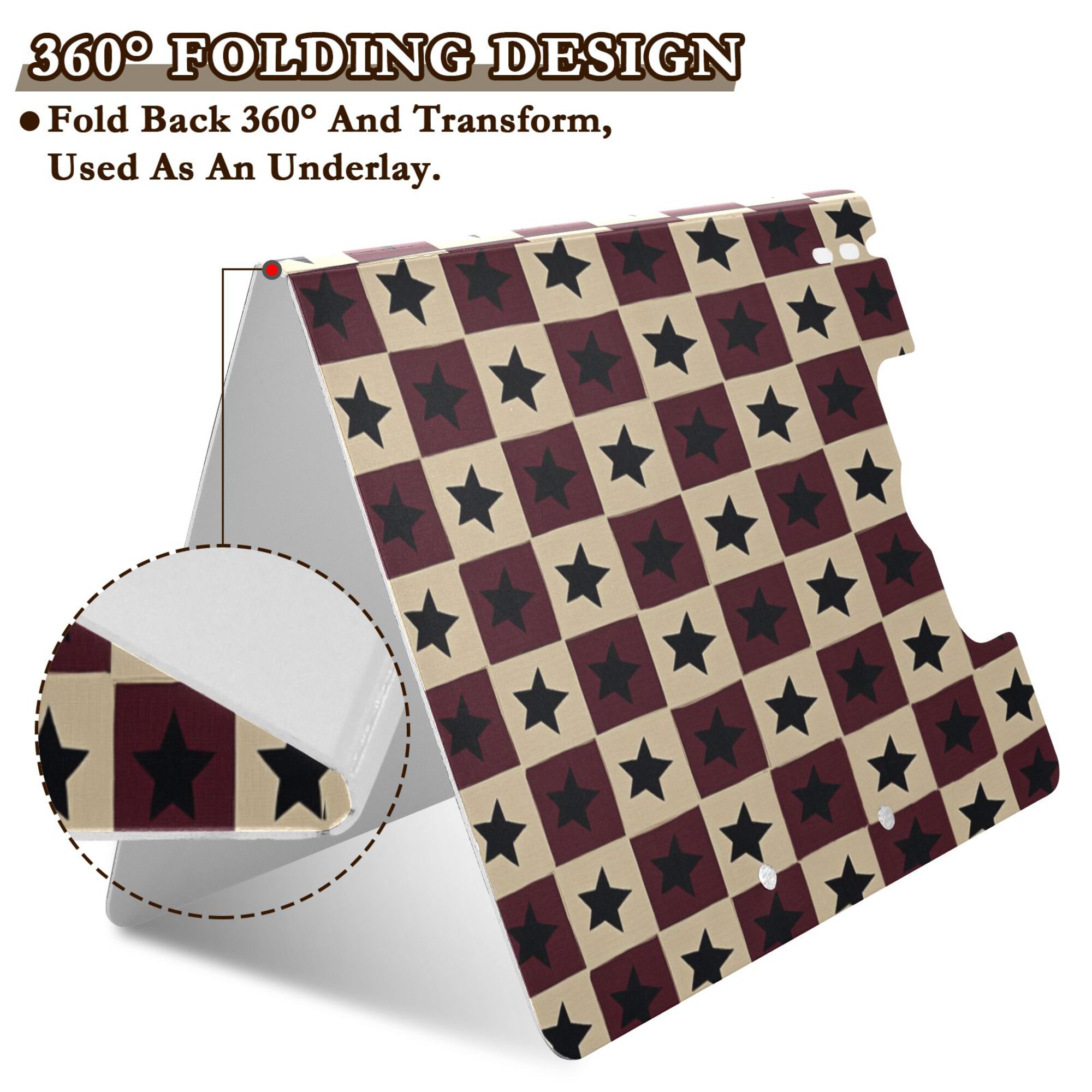 FORMRS A4 Clipboard Folder with Pen Holder Horizontal Foldable School Office Binder, Checkered Stars Pattern