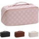 thumbnail image 1 of Travel (Pink)Makeup Bag, Travel Large Capacity Makeup Bag with Handle and Divider, Waterproof PU for Women Toiletry Storage Bag Multifunction Leather, 1 of 5