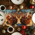 thumbnail image 4 of Christmas Table Runner Santa Claus Sleigh Reindeer Table Runners Winter Landscape at Night Cotton Linen Dresser Scarf Kitchen Dining Table Decor for Christmas Holiday Party Decor 13x90 Inch, 4 of 9