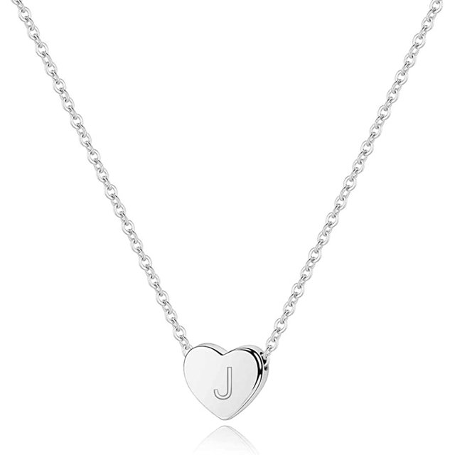 Mujeres niñas plata pequeño amor corazón letra inicial collar alfabeto AZ nombre personalizado colgante gargantilla collares Adepaton LRWJ200-10