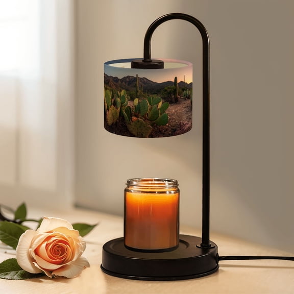 Candle Warmer Lamp with Timer Dimmer Soft Dawn Light Stained Glass Peaceful Desert Candle Lamp Warmer for Jar Candle with 4 Bulbs Gifts for Women House Warming Gifts