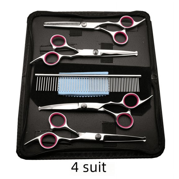Colorful pet scissors round head suit safety pet grooming scissors straight cut curved shears cat and dog styling trimming tools