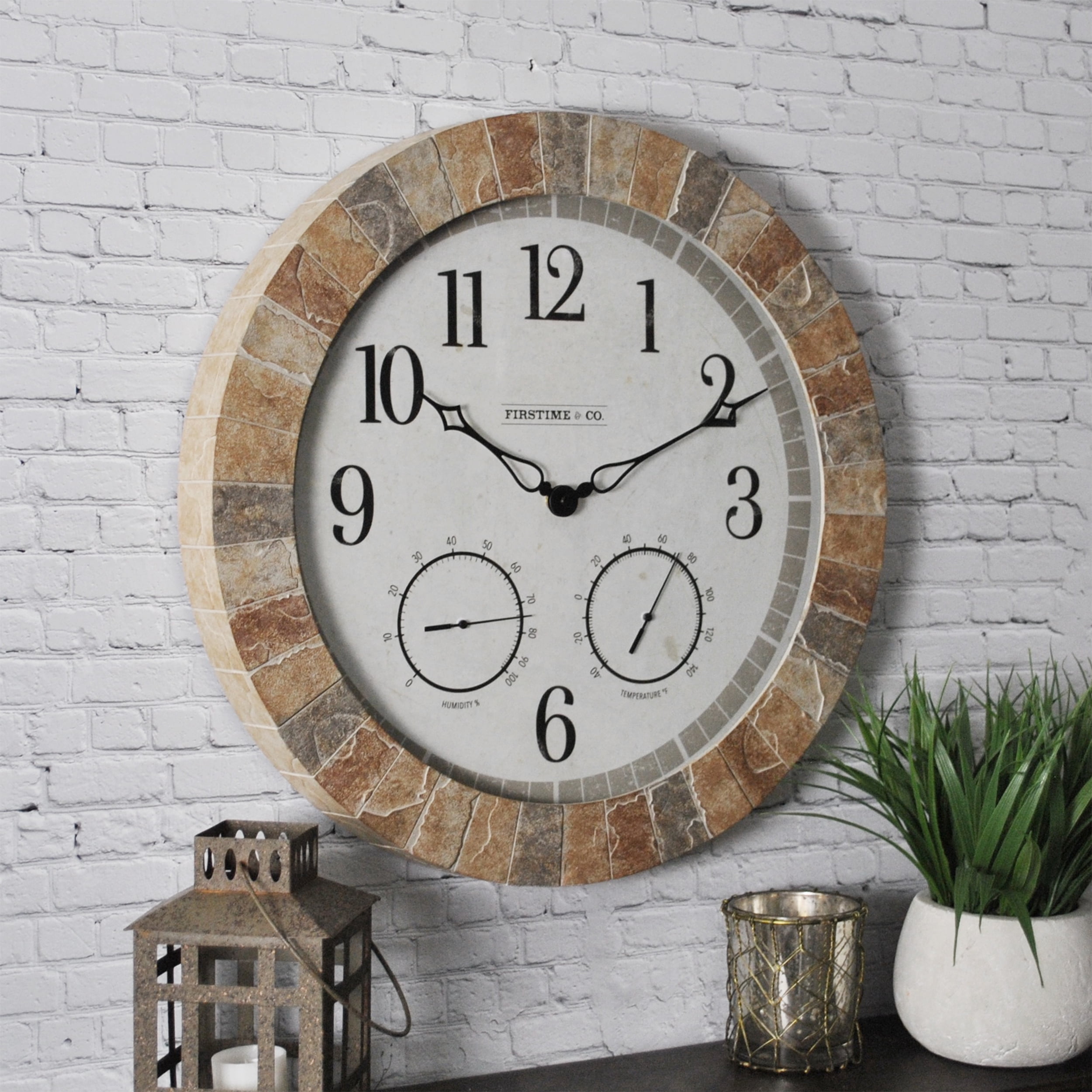 FirsTime & Co.® Sandstone Outdoor Clock, Tan Stone, 18 in