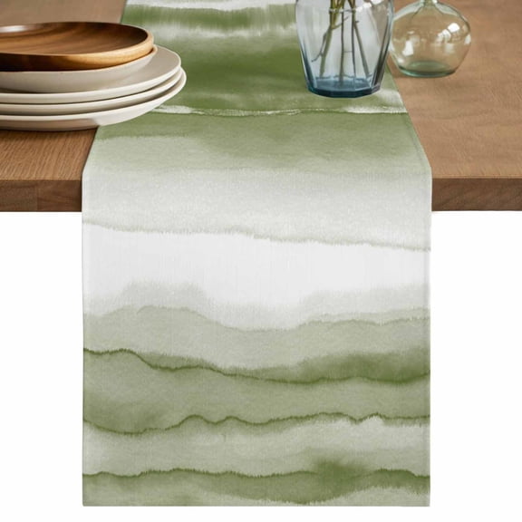 Table Runner 72 Inches Long for Kitchen Dining, Sage Green Ombre Dresser Scarf Farmhouse, Dining Table Decorations for Wedding/Parties, Modern Abstract Art Farmhouse 13 x 72 In