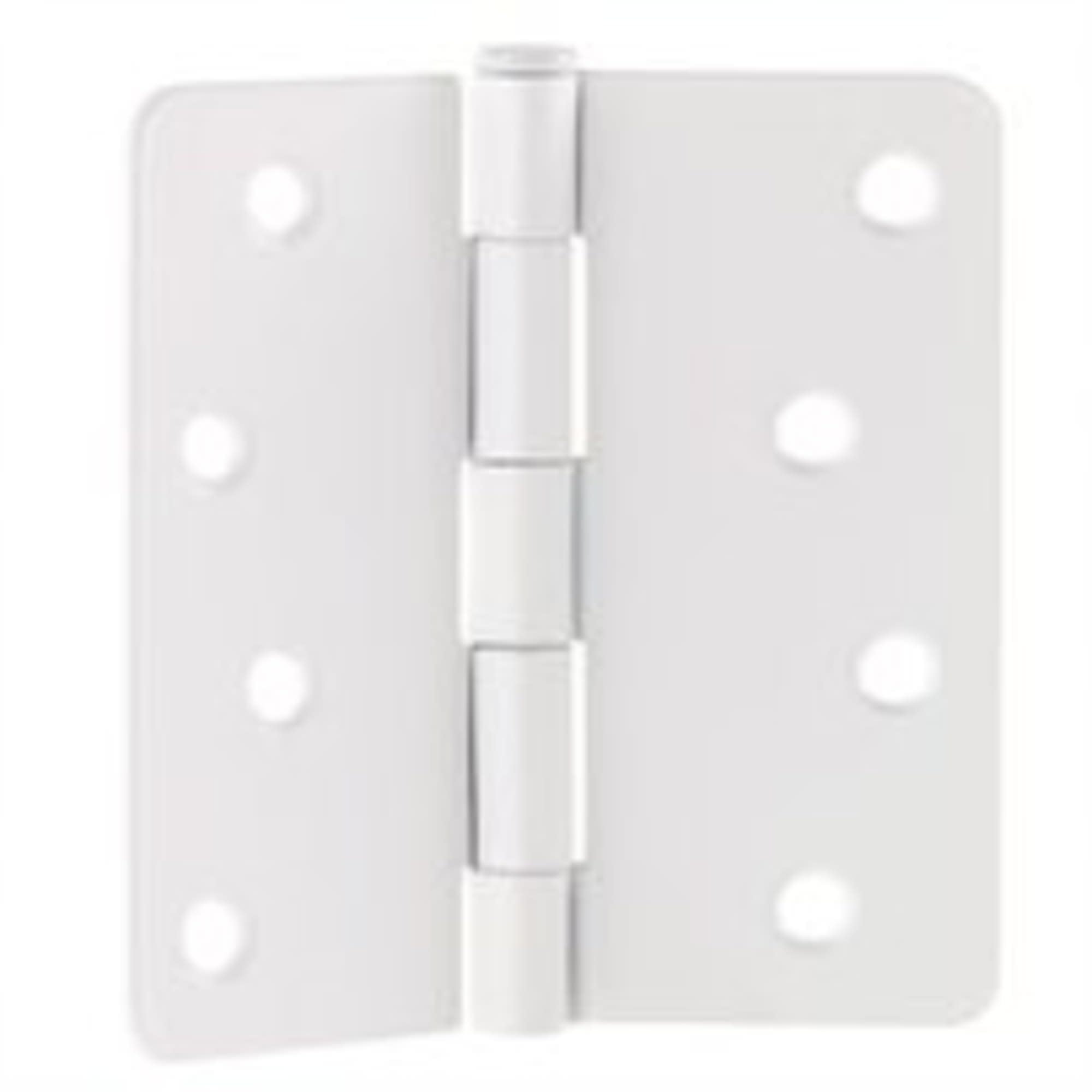 White Steel Plain Bearing Door Hinge with Removable Pin, 4 x 4 in. 1/4 in. Radius, 3-Pack