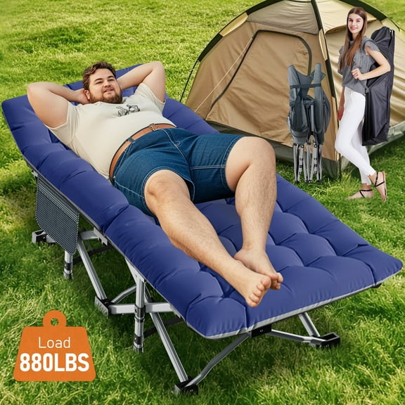 Slsy Folding Camping Cot with 2-Sided Mattress & Carry Bags, 28" Wide Folding Cot Heavy Duty, Portable Folding Bed Sleeping Cot for Adults