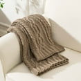 thumbnail image 2 of Battilo Camel Throw Blanket,Woven Chenille Cable Knit Blanket,Living Room Decor,51"x67", 2 of 7