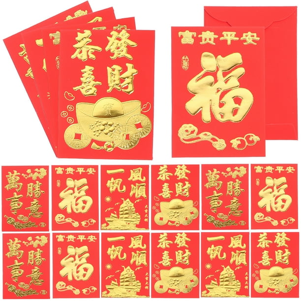 KAKOWELY 160 sobres rojos tradicionales de Año Nuevo Chino, papel de bolsillo para dinero, paquete rojo (estilo aleatorio)
