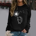 thumbnail image 2 of MSJUHEG Sweaters for Women Womens Sweaters Hoodies for Women Long Sleeve Shirts for Women's Fashion Print Long-sleeved Hooded Sweatshirt Casual Blouse Pullover Black L, 2 of 6