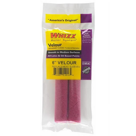 WHIZZ 51016 Paint Roller Cover, 3/16 in Thick Nap, 6 in L, Velour Cover, Purple