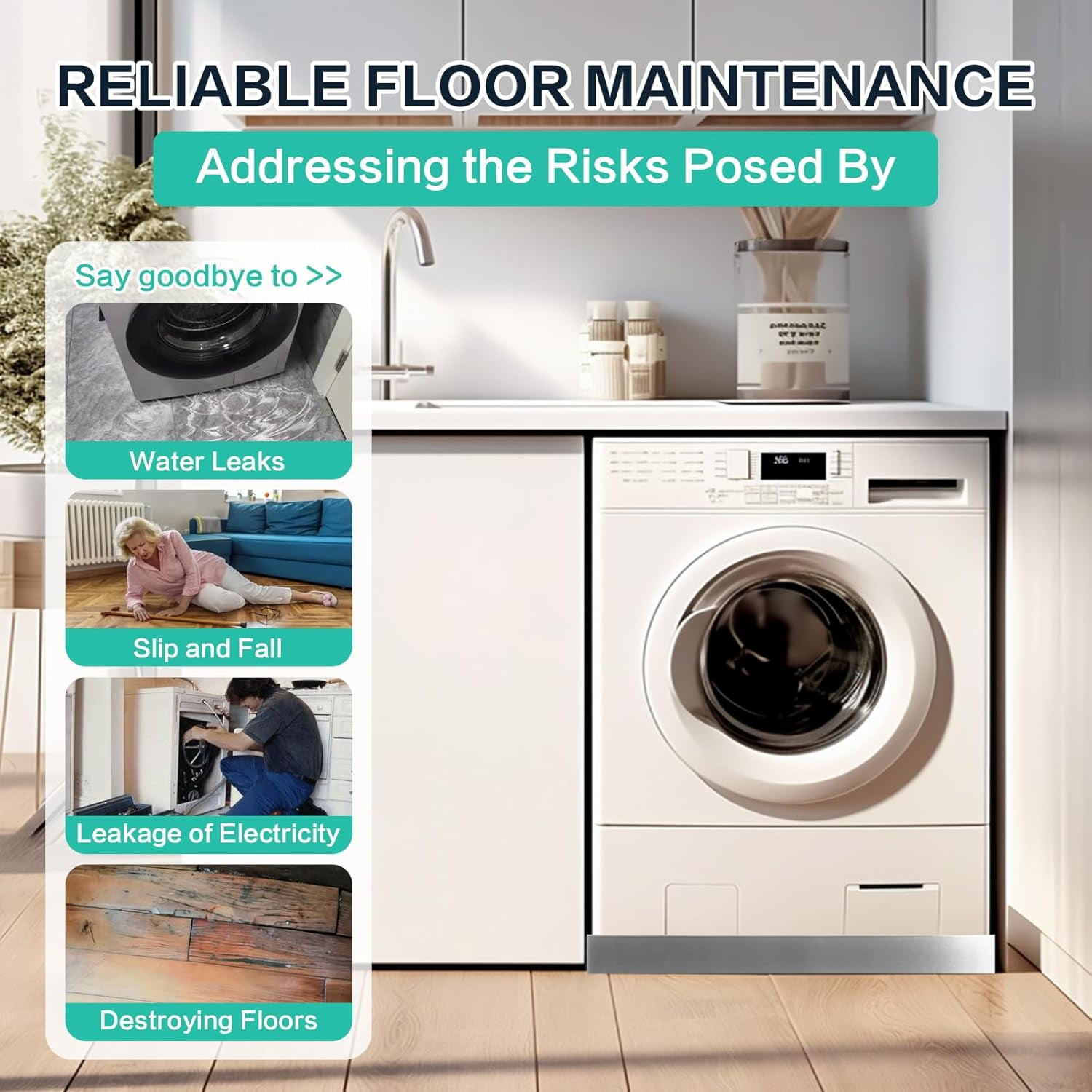 Washing Machine Pan,32''x32''x2.5'' Heavy Duty 304 Stainless Steel Washing Machine Drain Pan,Washer Tray for Floor Protection,Compact Washer Drip Tray No Hole