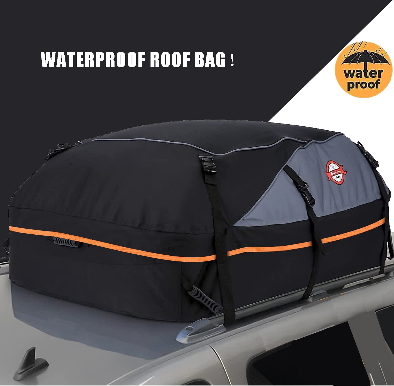 15 Cubic Feet MIDABAO Car Roof Bag Top Carrier Cargo Storage Rooftop Luggage Waterproof PVC Soft Box Luggage Outdoor Water Resistant for Car with Racks,Travel Touring,Cars,Vans, 